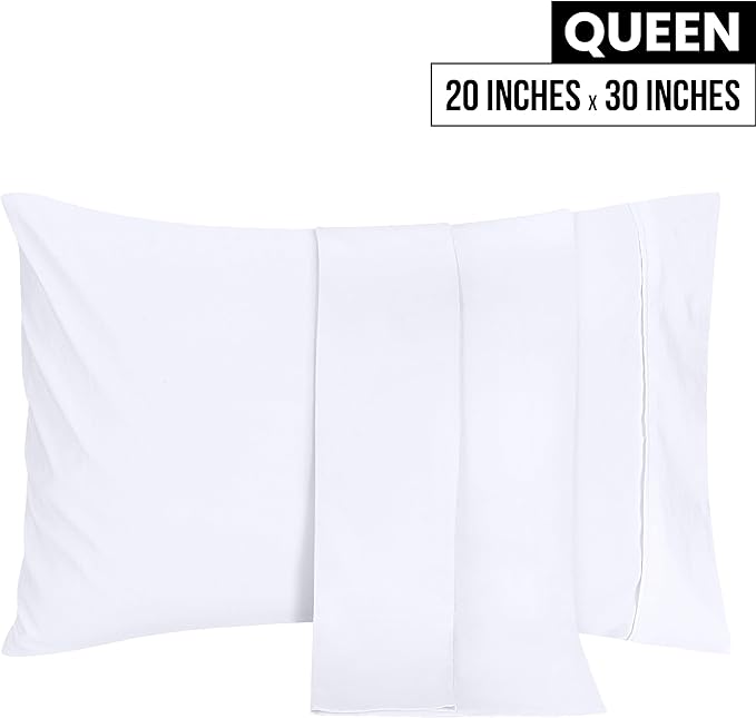 Utopia Bedding Queen Pillow Cases - 2 Pack - Envelope Closure - Soft Brushed Microfiber Fabric - Shrinkage and Fade Resistant Pillow Covers 20 X 30 Inches (Queen, White)