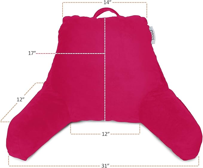 Nestl Reading Pillow Standard Bed Pillow, Back Pillow for Sitting in Bed Shredded Memory Foam Chair Pillow, Reading & Bed Rest Pillows Hot Pink Back Pillow for Bed, Bed Chair Arm Pillow with Pockets