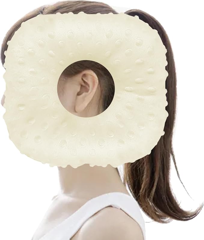 Piercing Pillow, Ear Hole Piercing Pillows, O-Shaped Side Sleeping Pillow, Ear Protector Pillow for Ear Pain, Piercing, CNH, Pain Relief Sleeping, Pressure Sore, Minky Dot(Beige Yellow)