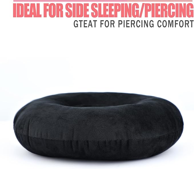 Ear Hole Piercing Pillows for Ear Pain Side Sleeping CNH Pillow Pressure Sore Pain Relief Ear Guard Protector Lifesaver Tinnitus Support Neck Head, Black Velvet