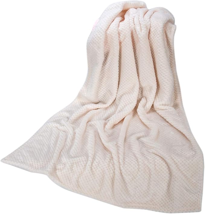 Fuzzy Throw Blanket, Plush Fleece Blankets for Adults, Toddler, Boys and Girls, Warm Soft Blankets and Throws for Bed, Couch, Sofa, Travel and Outdoor, Camping (Throw(50"x70"), L-Cream)