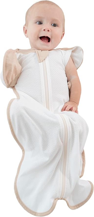 Swaddle, Organic, Air mesh, White, Small, Newborn, 0-3 Months, 7-13 lbs, Transition Baby Sleep Sack Allow Your to Sleep in a Preferred up-arm Position, Designed for Free Hand Movement