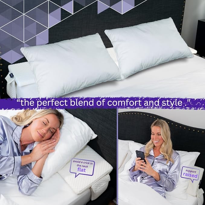 Bed Wedge Pillow for headboard Mattress Gap DuoWedge lux. The Perfect Filler for Gaps up to 7" (Grey, Cal-King 72")