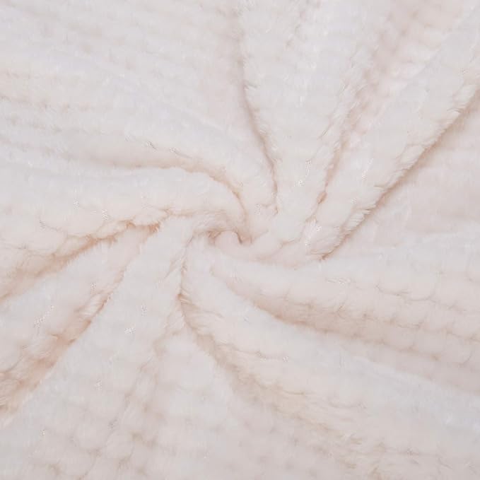 Fuzzy Throw Blanket, Plush Fleece Blankets for Adults, Toddler, Boys and Girls, Warm Soft Blankets and Throws for Bed, Couch, Sofa, Travel and Outdoor, Camping (40Wx60L, M-Cream)