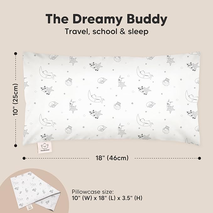 Toddler Pillow with Pillowcase - 10x18 My Little Dreamy Pillow, Organic Toddler Pillows for Sleeping, Kids Pillow, Small Pillows, Toddler Travel Pillows for Sleeping, Toddler Bed Pillows (Slumber)