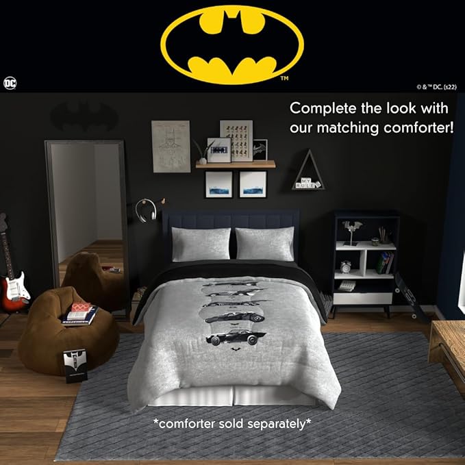 Franco Collectibles Batman Bedding Super Soft Microfiber Queen Sheet Set, College Dorm Essentials, (Officially Licensed Product)