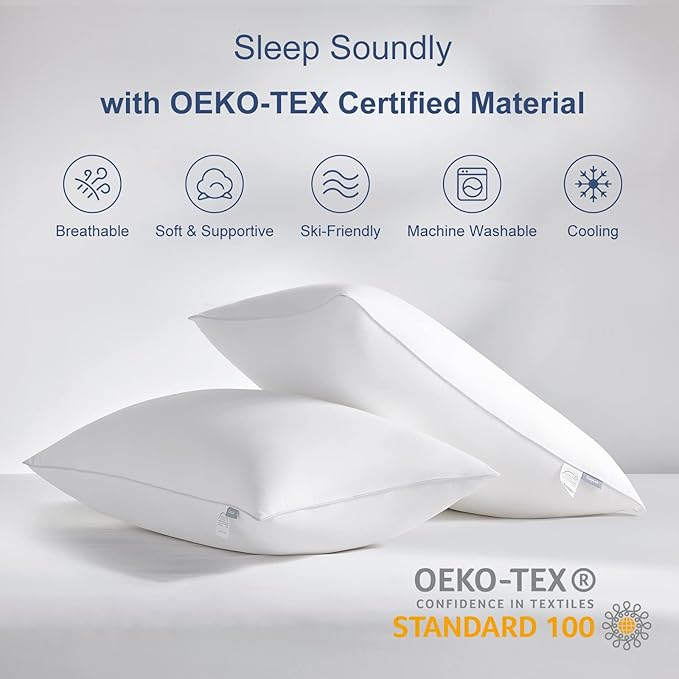 CozyLux Pillows King Size Set of 2, Hotel Quality Bed Pillows for Sleeping 2 Pack, Cooling Pillows for Side Back and Stomach Sleepers, Down Alternative Luxury Soft Supportive Fluffy Pillows (20x36)