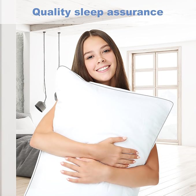 Bed Pillows for Sleeping Queen Size set of 2 Pack Cooling Pillow Set of 2 for Side Back and Stomach Sleepers Down Alternative Filling Luxury Soft and Skin-Friendly