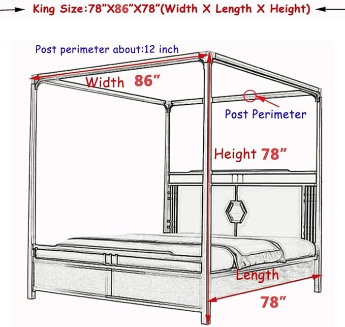 Elegant Princess 4 Corner Post Mosquito Net Romantic for Girls Women Bed Curtain Canopy for Adult Wedding Bedroom Kids Rooms Decoration (Type4-Grey, King)
