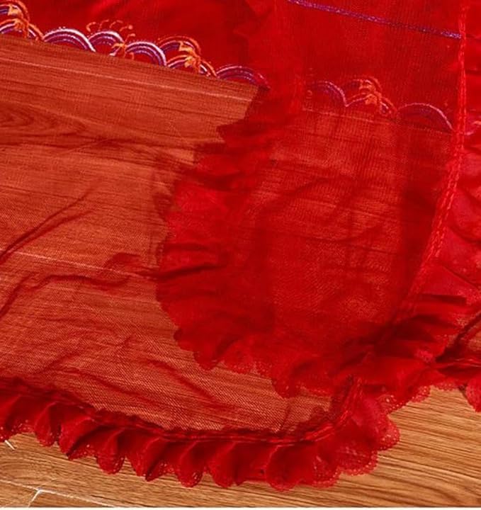 Mengersi Red Canopy Bed Curtains Bed Canopy,Four Corner Post Bed Curtains Elegant Bed Draperies Bedroom Decoration，Queen