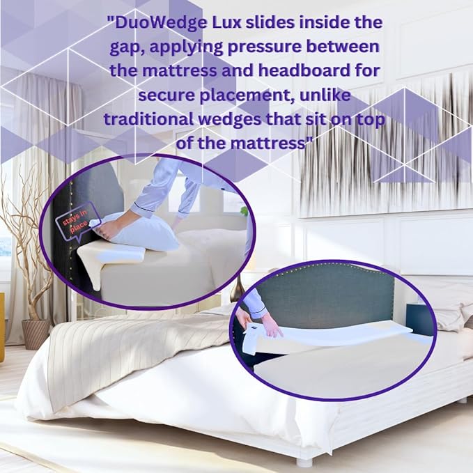 Bed Wedge Pillow for Headboard-Mattress Gap - DuoWedge Lux. (Grey, King 76") The Perfect Filler for Gaps up to 7"