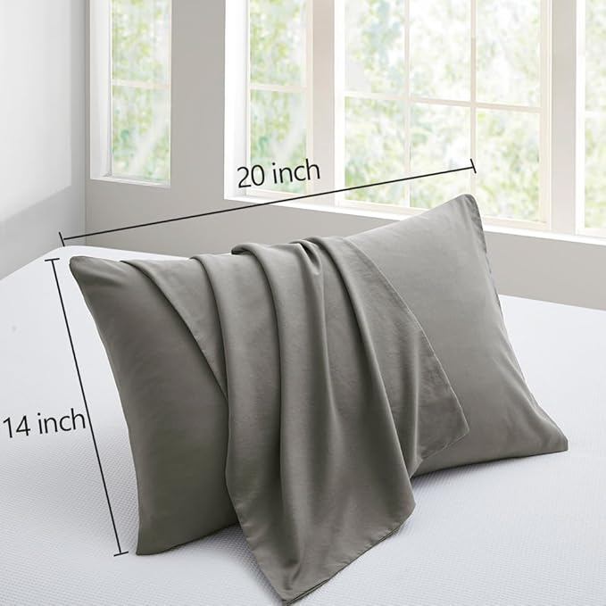 Toddler Pillow Cases Set Microfiber Travel Pillow Cases Soft Comfortable Not Shrink Baby Pillow Case Dark Gray Small Pillow Case 14x20 Envelope Style 2 Pack