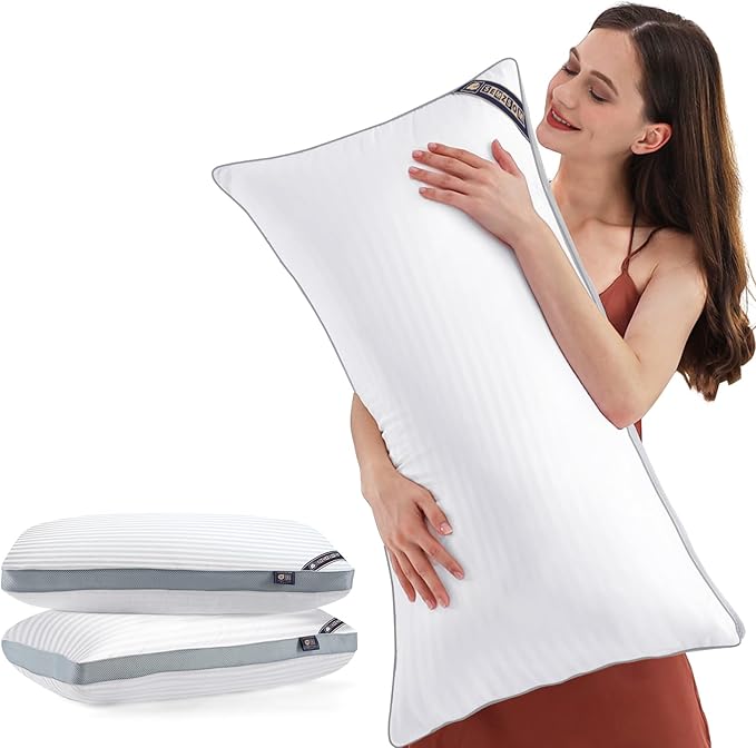 Luxury Hotel Collection Bed Pillows for Sleeping Standard Size Set of 2- Medium Firm Density for Back or Stomach Sleeper