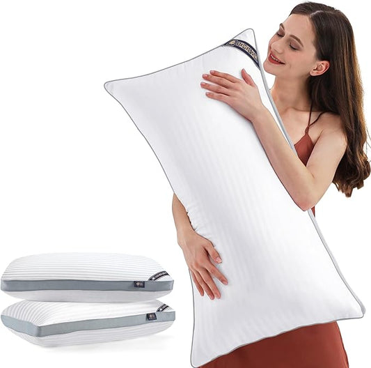 Luxury Hotel Collection Bed Pillows for Sleeping Standard Size Set of 2- Medium Firm Density for Back or Stomach Sleeper