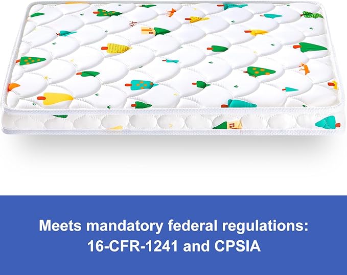 Pack and Play Mattress - 38" x 26"- Premium Cotton Fabric Playpen Mattresses, Safety Reinforced Play Yard Mattress - Fits for Graco & Baby Trend & Pamo Babe Playard, Firm Support and Comfort Foam