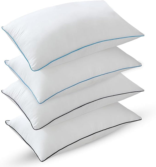 Bed Pillows for Sleeping - Pillows Standard Size Set of 4 Cooling Luxury Hotel Quality Pillow with Premium Plush Soft Down Alternative Fill for Side Back or Stomach Sleepers