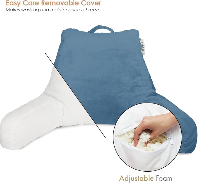 Nestl Reading Pillow for Kids, Small Bed Pillow, Back Pillow for Sitting in Bed, Memory Foam Chair Pillow, Reading & Bed Rest Pillows, Blue Heaven Back Pillow for Bed, Arm Pillow with Pockets