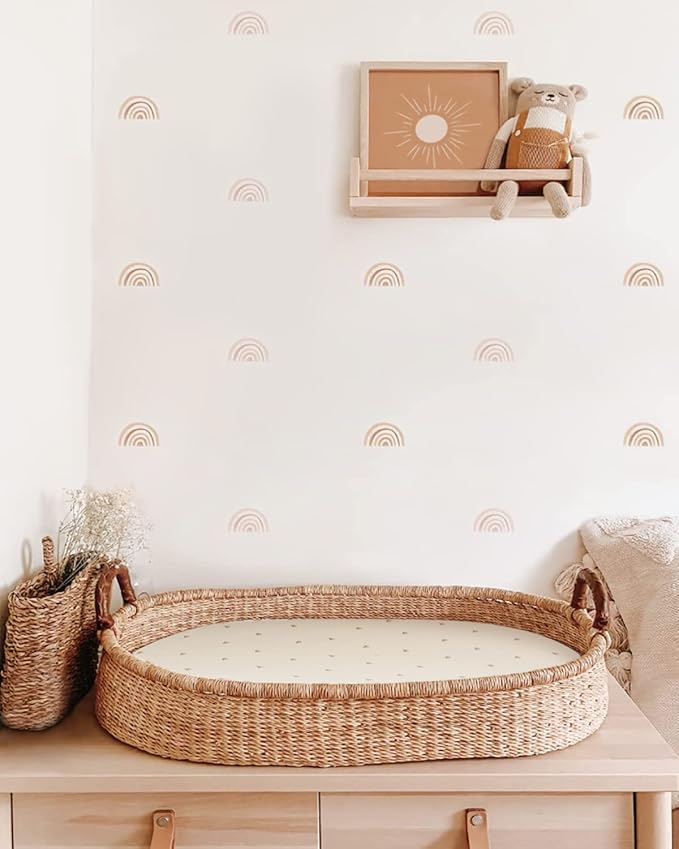 Blissful Diary Muslin Bassinet Sheets for Baby Girls Boys, Boho Soft Cotton Fitted for Oval Hourglass Rectangle Mattress, 2 Pack(Sunshine&Brown)