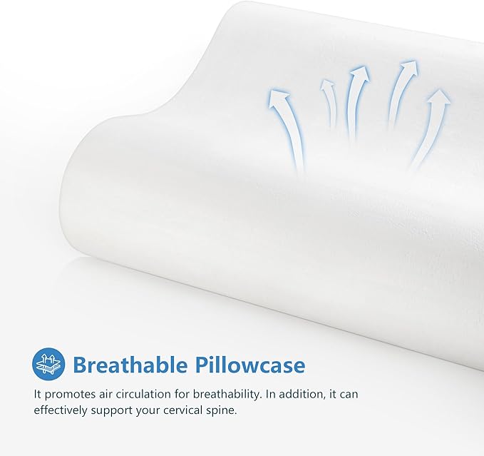 AM AEROMAX 32" King Size Contour Memory Foam Pillow, Neck Pillow for Neck Pain Relief, Neck Orthopedic Sleeping Pillows for Side, Back and Stomach Sleepers(White,Velvet)