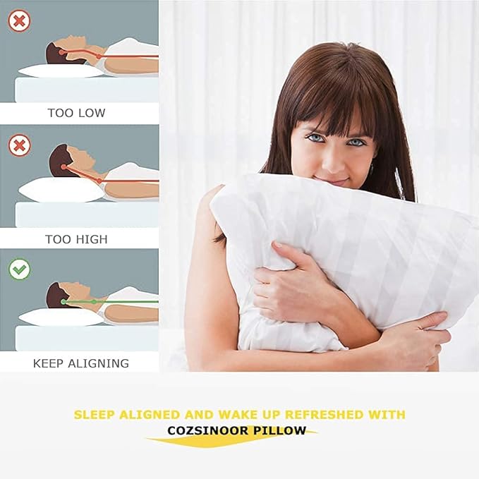 COZSINOOR Bed Pillows for Sleeping (2-Pack)- Hotel Quality Luxury Down Alternative Plush Pillow - Cooling Breathable Medium Premium Microfiber Cover for Side Back and Stomach Sleepers (King Size)