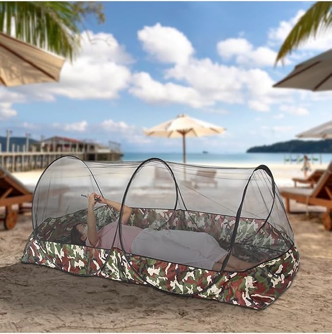 Akiky Mosquito Net Pop Up Bed Net Tent with Camouflage Bottom Portable&Foldable Bed Canopy for Bunk Bed Twin XL Sleeping Tent for Indoor Outdoor