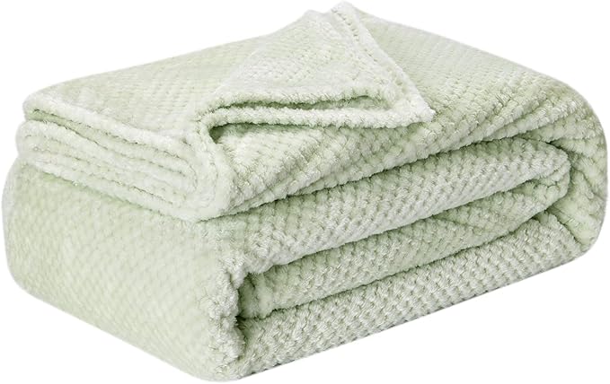 Fuzzy Throw Blanket, Plush Fleece Blankets for adults, Toddler, boys and Girls, Warm Soft Blankets and Throws for Bed, Couch, Sofa, Travel and Outdoor, Camping (Full Twin(70"x80"), XL2-Pastel Green)