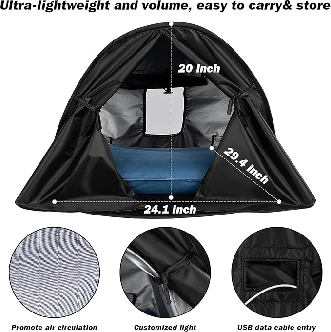 Blackout Bed Tent, Brings Comfortable Sleep Experience, Indoor Privacy Pop Bed Tent, for Personal Light Sleeper in Shared Spaces, Daily & Traveling