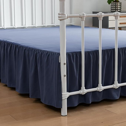 Twin Size Bed Skirt Ruffled Bed Skirt with Split Corners, 18 Inch Drop Dust Ruffle Bed Skirt with Platform, Blue (Twin - 18" Drop)