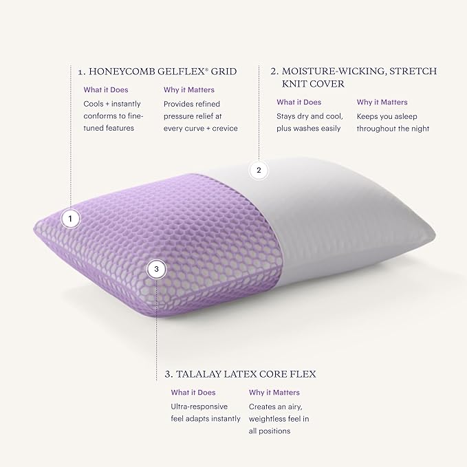 Purple Harmony Pillow | The Greatest Pillow Ever Invented, Hex Grid, No Pressure Support, Stays Cool, Good Housekeeping Award Winning Pillow (King - Low)