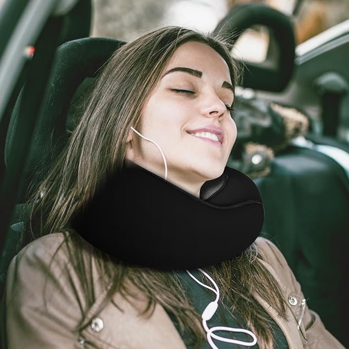 Travel Pillow Neck Pillow 2024, Memory Foam Neck Pillow Airplane, 360° Travel Neck Pillow Soft Neck Pillow for Traveling, Portable Travel Pillows for Airplanes Offices and Cars