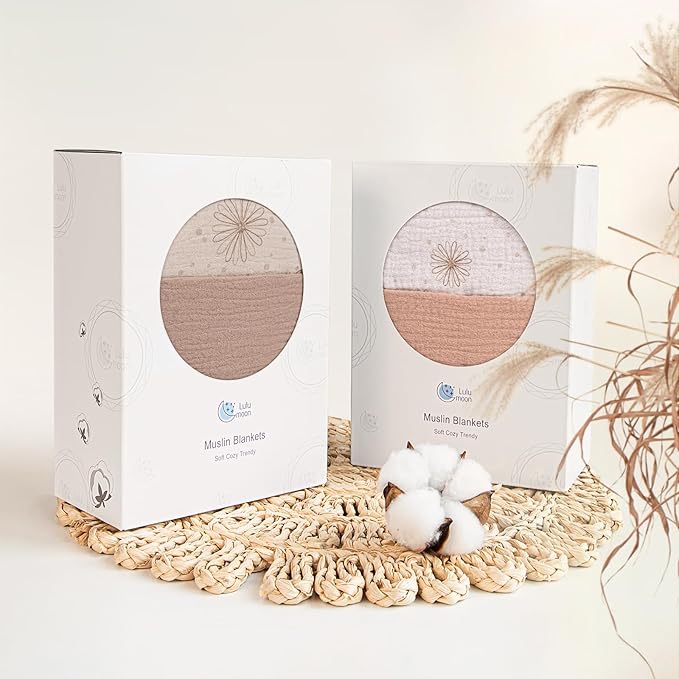 Lulu moon Muslin Quilt Blanket, Crib Blanket for Baby and Toddler,47x47 Inches(Sand Daisy)