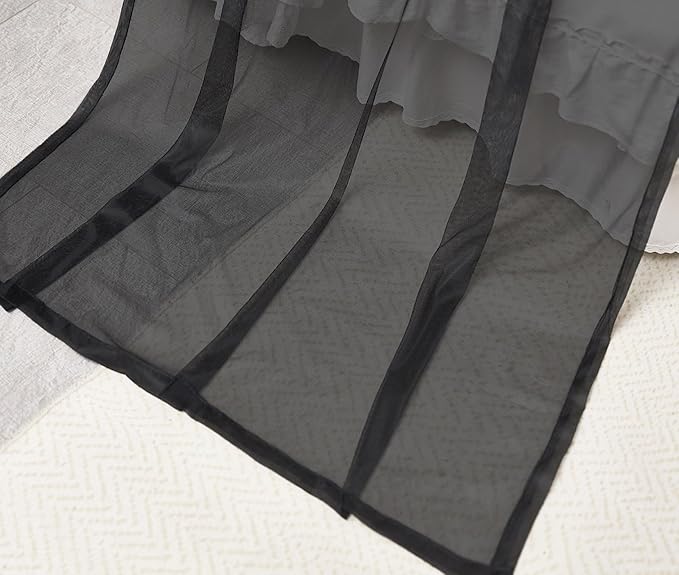 Akiky Canopy Bed Curtains with Light Princess Bed Canopy Scarf for Full/Queen Metal Bed Frame,Wood Frame Bed-2 Panel Sheer Curtain(Full/Queen,Black)
