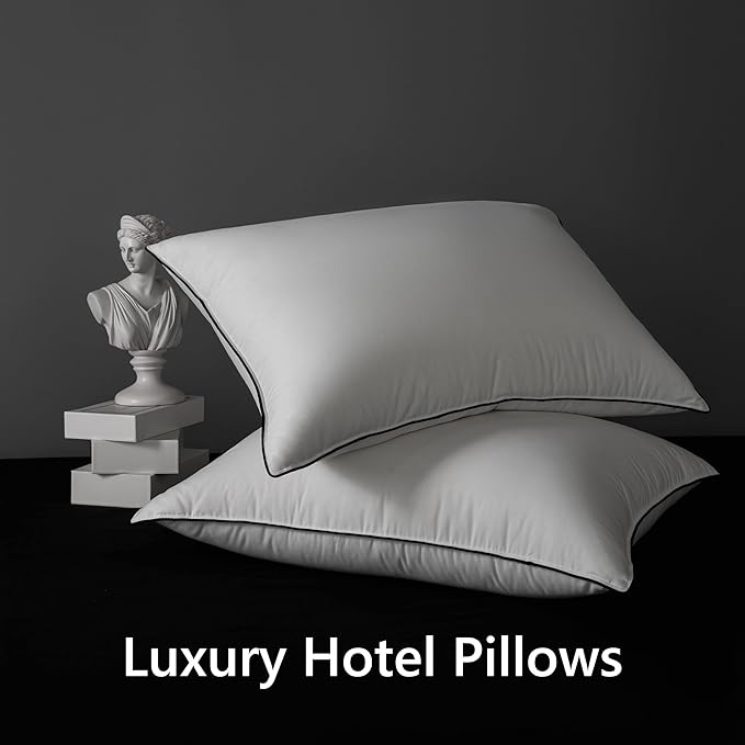 MAXICOZY Luxury Hungarian Goose Down Pillows Standard Size Set of 2, Medium Firm Bed Pillows for Sleeping, Hotel Pillow, 750 Fill Power, 460 TC Cotton Blend Shell, 20"x26"