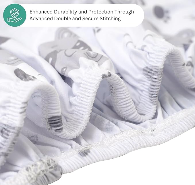 TansyPanda Bassinet Sheets for Halo Bassinest Swivel, Flex, Glide, Premiere and Luxe Series Sleeper, Pack of 3, 33 X 17 Inch, Ultra Soft and Snug Fit, Unisex Boys Girls, Gray White (Woodland Rainbow)