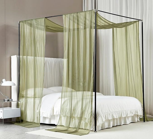 Akiky Canopy Bed Curtains King Sheer Sage Green Bed Canopy Scarf Bed Canopy,Kids Bed Scarf-Curtains for Room Décor or Wedding Party Décor(2 Bed Canopy)