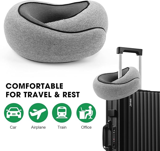 Neck Pillow Airplane, Traveling Pillows for Airplanes, Memory Foam Neck Pillow, Stowable U-Shaped Pillow