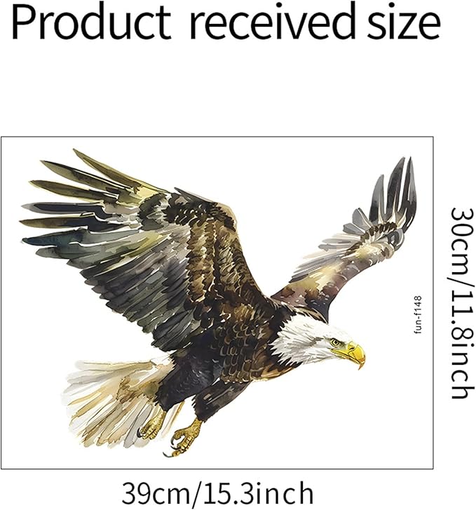 Watercolor Style Eagle Wall Decal Animals Wall Sticker Safari Wall Decor for Nursery Kid'sroom School Classroom Livingroom Bedroom Bathroom Decoration (Watercolor Style Eagle)