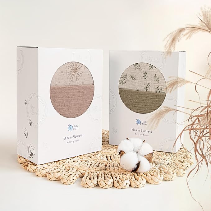 Lulu moon Muslin Quilt Blanket, Crib Blanket for Baby and Toddler,47x47 Inches(Olive Tree)