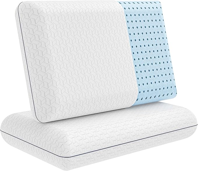 Vaverto Gel Memory Foam Pillow 2 Pack - King Size - Ventilated, Bed Pillows with Viscose Made from Bamboo Pillow Cover,Cooling, Bed Pillows