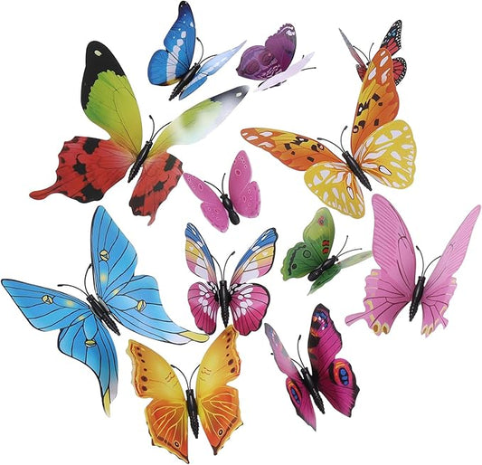 uxcell 120Pcs 3D Beautiful Butterfly Removable DIY Wall Stickers for Bedroom Living Room TV Background Decorations, Multicolor