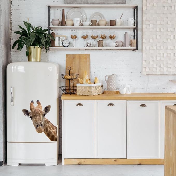 Cute Giraffe Wall Decal Peel and Stick Vinyl Safari Decal Funny Giraffe Sticker Funny Gift for Friends Kids Room Wall Funny Window Decor Fridge Closet Sticker