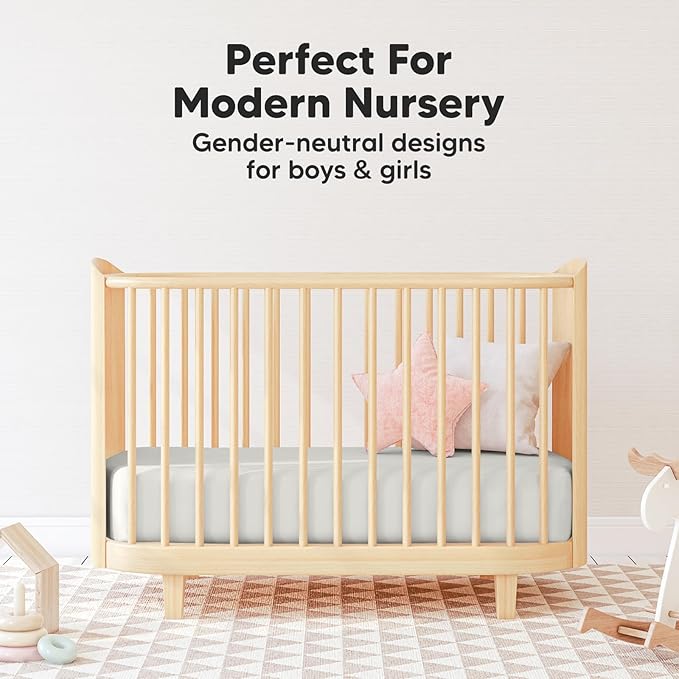 Pack and Play Sheets Fitted, 2-Pack Mini Crib Sheets - Pack N Play Sheets, Organic Fitted Crib Sheet for Pack and Play Mattress, Playard Baby Crib Sheets, Crib Sheets Neutral for Boys, Girls (Sage)