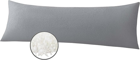 WhatsBedding Memory Foam Body Pillow for Adults, Long Body Pillow for Sleeping, Full Body Pillow for Bed (Removable Cotton Jersey Knitted Cover) - Dark Grey