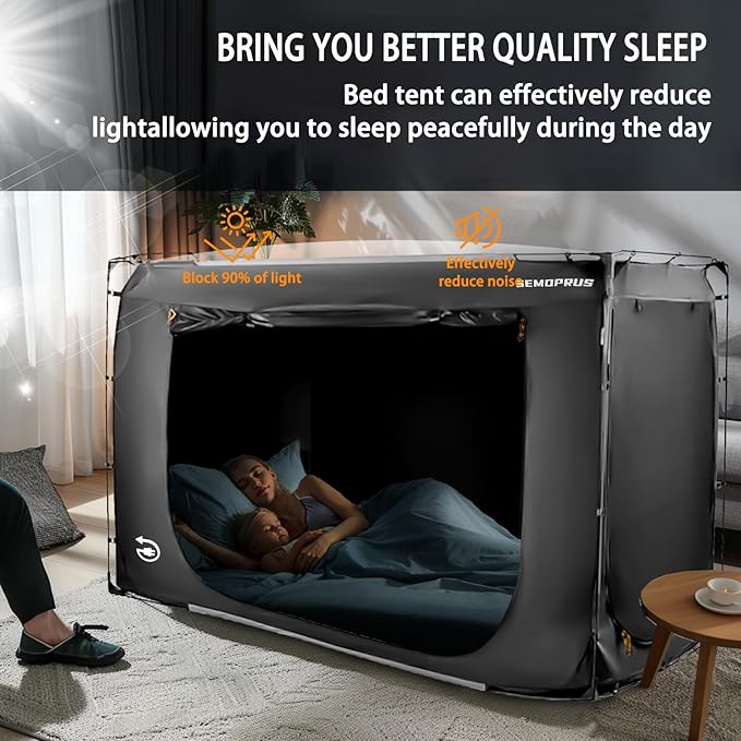 Bed Tent Queen Size, Bed Canopy Tents, Portable Sleeping Tents, Dream Tents for Adult and Kids, Breathable 70% Blackout Privacy Space, Canopy Tent for Bed with Three Doors (Mattress Not Included)