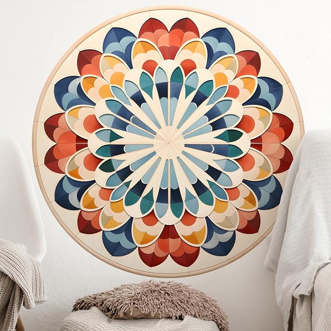 Vibrant Wall Decal - Floral Pattern Design - Large 90cm/35.43 inch" Decorative Wall Art - Easy Peel and Stick Home Decor