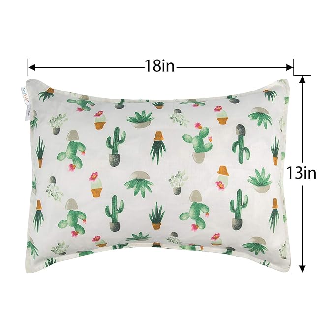 ALVABABY Cotton Toddler Pillowcases Fits 13 x 18,12 x 16 Kids Sleep Pillow 2 Pack Children Pillow Cover Envelope Kids Pillow Covers for Boys Girls Cactus Avocados 2TPW11