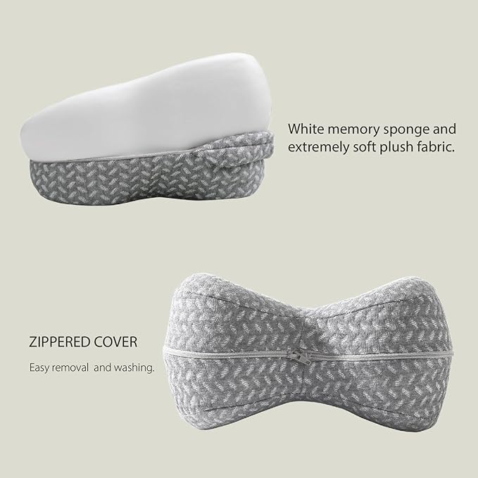 Knee &Leg Pillow for Side Sleepers-Mermory Foam Pillow for Between Legs-Sciatica Pain Relief-Knee,Legs and Back Relief. (grey), DC-0888