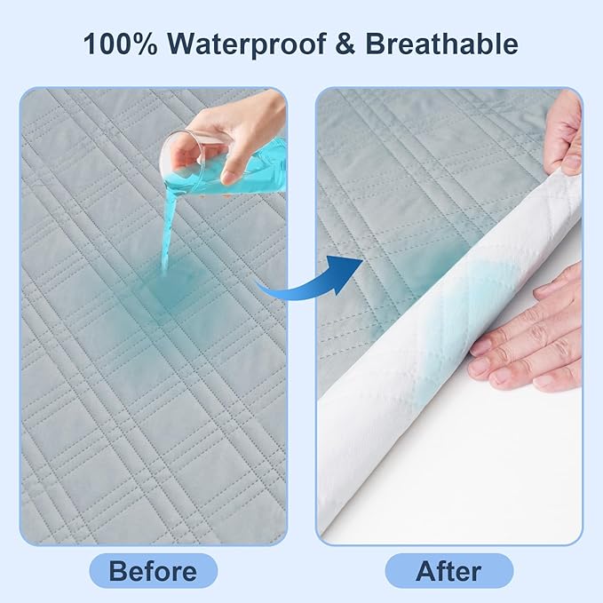 Waterproof Crib Mattress Protector 2 Pack, Ultra Soft Breathable Crib Mattress Pad Cover for Boys Girls Neutral, Fit Standard Crib Mattress and Toddler Mattresses, White & Grey
