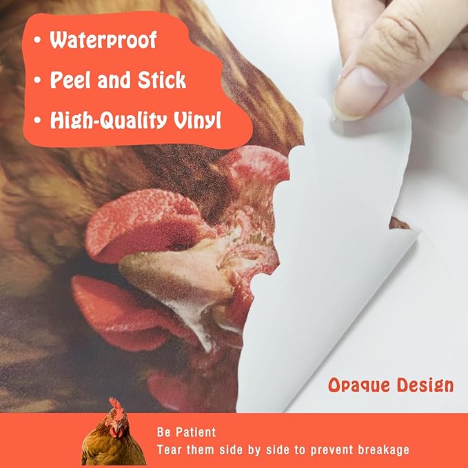 Funny Chicken Wall Decals Vinyl Hen Looking Wall Mural Stickers Peel and Stick Funny Wall Art Decals for Kitchen Bedroom Playroom Game Room Farm Barn Funny Car Sticker