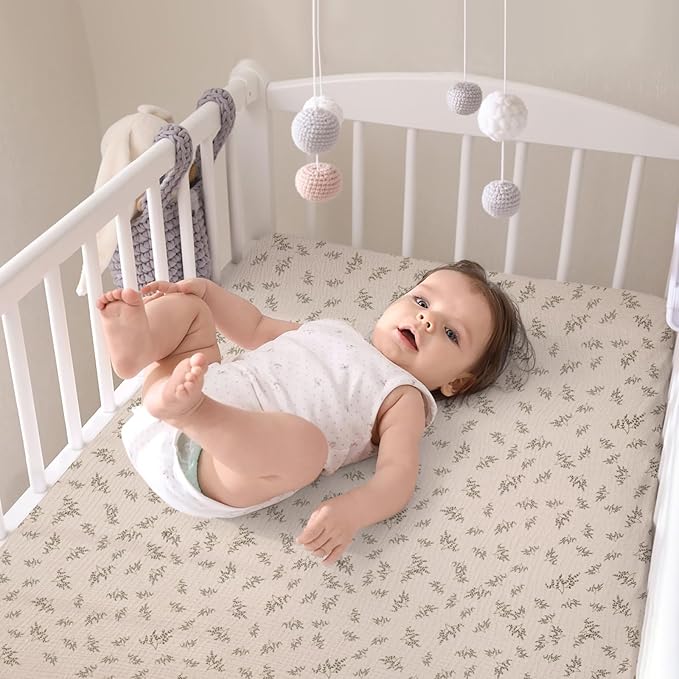 Baby Muslin Crib Sheets - Toddler Cotton Fitted Crib Sheets Neutral for Boys and Girls 2Pack